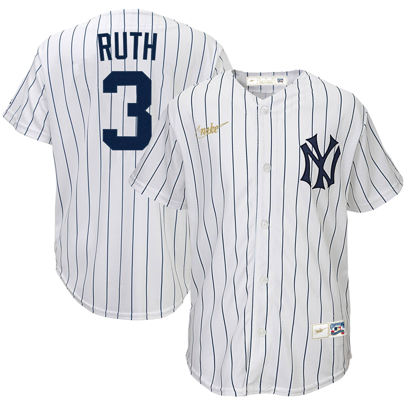 2020 MLB Youth New York Yankees #3 Babe Ruth Nike White Home Cooperstown Collection Player Jersey 1